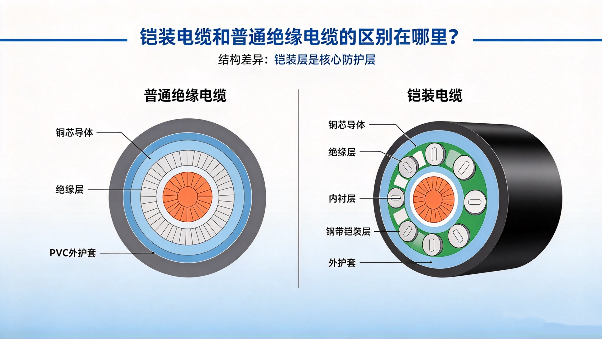 铠装电缆和普通绝缘电缆的区别在哪里?